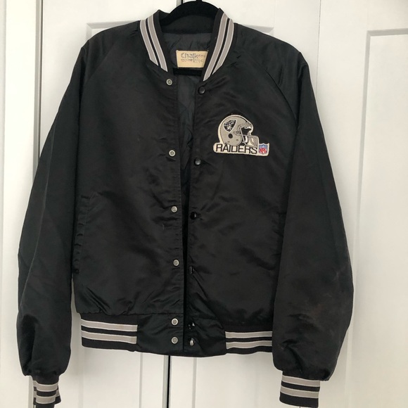 NFL Other - VINTAGE CHALK NFL RAIDERS SILK WITH QUILTED LINER JACKET Sz M